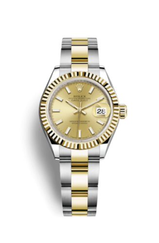 Lady-Datejust 28 Rolesor Yellow Fluted / Oyster / Champagne