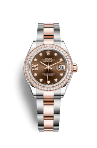 Lady-Datejust 28 Rolesor Rose Diamond / Oyster / Chocolate Diamond