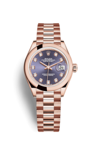 Lady-Datejust 28 Everose Domed / President / Aubergine