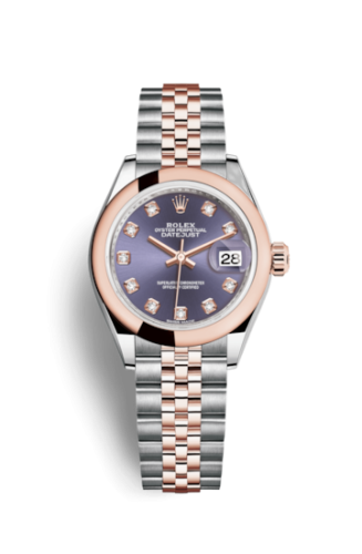 Lady-Datejust 28 Rolesor Rose Domed / Jubilee / Aubergine Diamonds