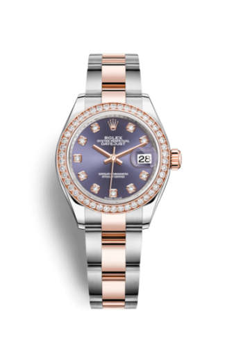 Lady-Datejust 28 Rolesor Rose Diamond / Jubilee / Aubergine Diamond