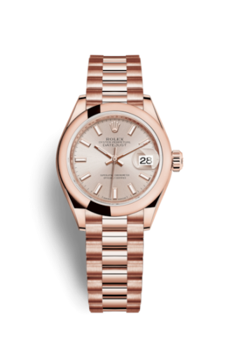 Lady-Datejust 28 Everose Domed / President / Sundust