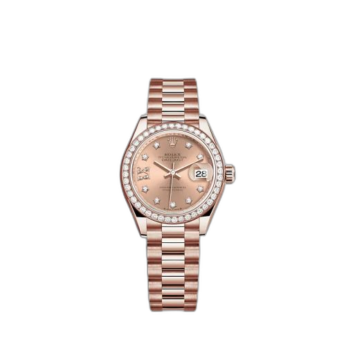 Lady-Datejust 28 Rose Gold / Diamond / Rose - Diamond / President