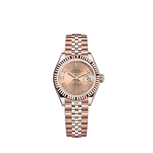 Lady-Datejust 28 Rose Gold / Fluted / Rose - Roman / Jubilee