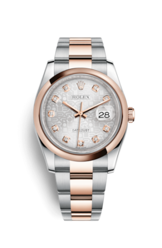Datejust 36 Rolesor Everose Domed / Oyster / Silver Computer