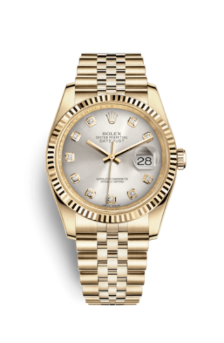 Datejust 36 Yellow Gold Fluted / Jubilee / Silver Diamonds