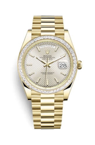 Day-Date 40 Yellow Gold - Baguette / Silver