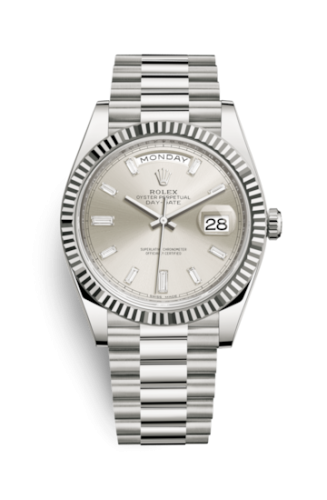 Day-Date 40 White Gold / Silver - Baguette