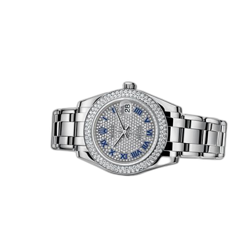 Datejust Pearlmaster 34 White Gold Diamond / Paved Roman