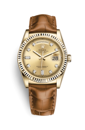 Day-Date 36 Yellow Gold / Strap / Champagne Diamonds