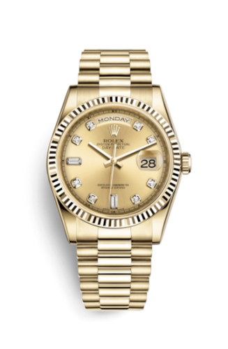 Day-Date 36 Yellow Gold Fluted / President / Champagne Diamonds
