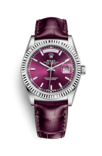 Day-Date 36 White Gold / Strap / Cherry