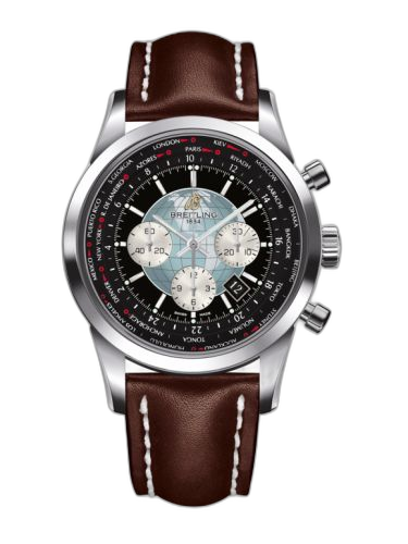 Transocean Chronograph Unitime Stainless Steel / Black / Calf