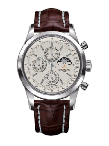 Transocean Chronograph 1461 Stainless Steel / Silver / Croco / Pin