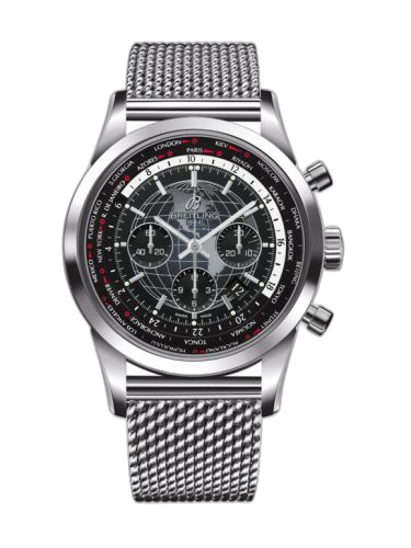 Transocean Chronograph Unitime Stainless Steel / Black / Milanese
