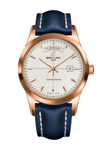 Transocean Day & Date Red Gold / Silver / Calf / Pin