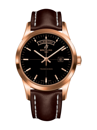 Transocean Day & Date Red Gold / Black / Calf / Pin