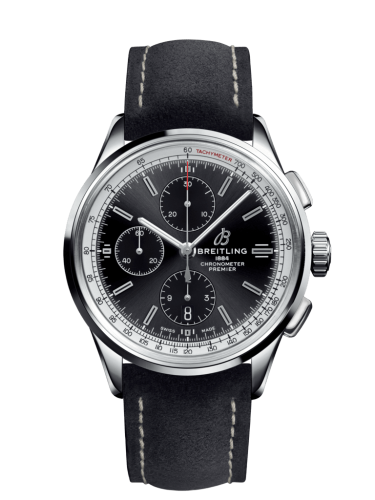 Premier Chronograph 42 Stainless Steel / Black / Nubuck Black / Folding