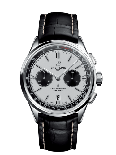 Premier B01 Chronograph 42 Stainless Steel / Silver / Croco / Pin