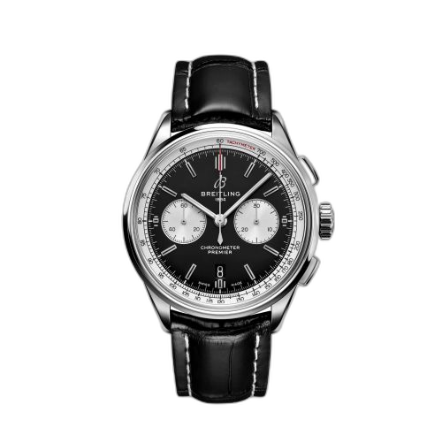 Premier B01 Chronograph 42 Stainless Steel / Black / Alligator / Pin