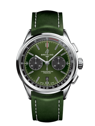 Premier B01 Chronograph 42 Bentley Stainless Steel / Green / Calf / Folding