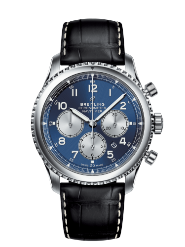 Navitimer 8 B01 Chronograph 43 Stainless Steel / Blue / Black Croco