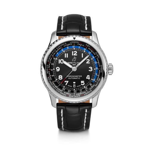 Navitimer 8 B35 Automatic Unitime 43 Stainless Steel / Black / Black Croco / Pin