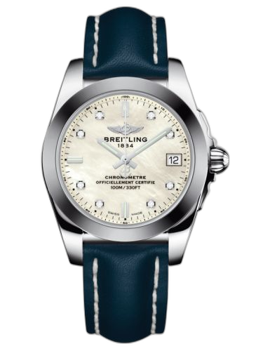 Galactic 36 Stainless Steel / SleekT / Pearl Diamond / Calf