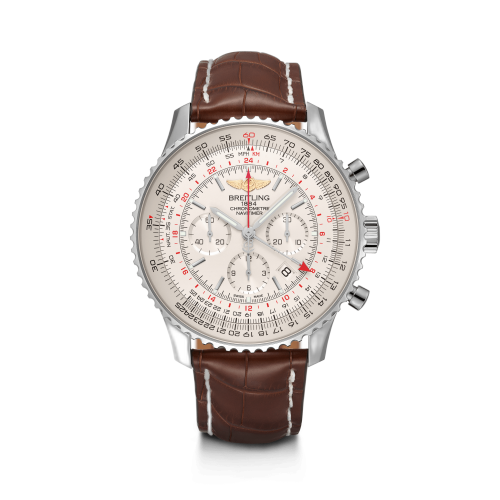 Navitimer GMT Stainless Steel / Silver / Croco / Pin