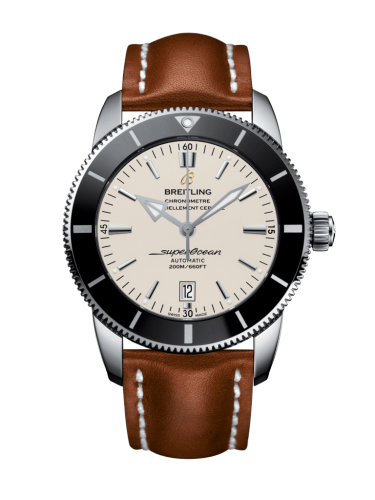Superocean Heritage II 46 Stainless Steel / Black / Silver / Calf / Folding
