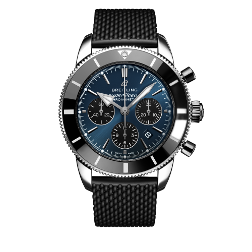 Superocean Heritage II B01 Chronograph 44 Stainless Steel / Blue / Rubber / Folding