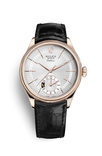 Cellini Dual Time Everose / Silver / Alligator Black