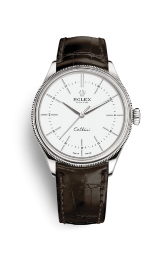 Cellini Time White Gold / White / Alligator Brown