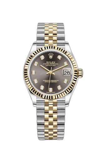 Datejust 31 Stainless Steel / Yellow Gold / Fluted / Grey - Diamond / Jubilee