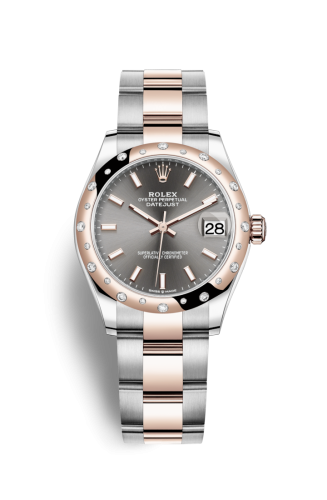 Datejust 31 Stainless Steel/ Rose Gold / Domed - Diamond / Grey / Oyster