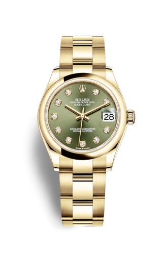 Datejust 31 Yellow Gold / Domed / Olive - Diamond / Oyster