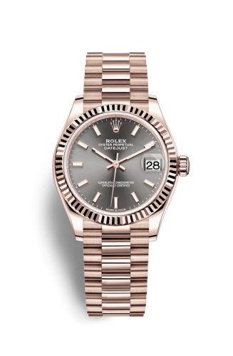 Datejust 31 Rose Gold / Fluted / Grey / President