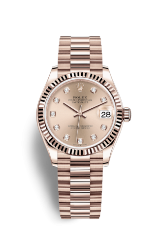 Datejust 31 Rose Gold / Fluted / Rose - Diamond / President