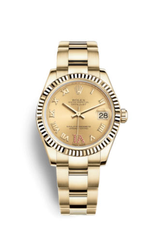 Datejust 31 Yellow Gold Fluted / Oyster / Champagne Roman