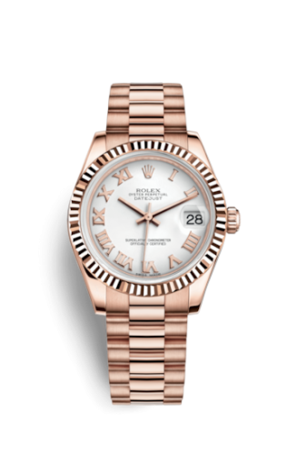 Datejust 31 Everose Fluted / President / White Roman