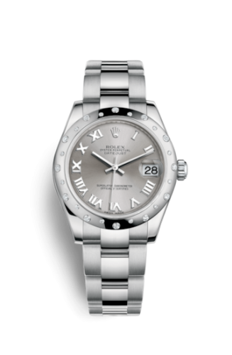 Datejust 31 Stainless Steel Domed Diamond / Oyster / Rhodium - Roman