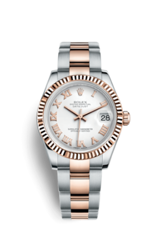 Datejust 31 Rolesor Everose Fluted / Oyster / White Roman