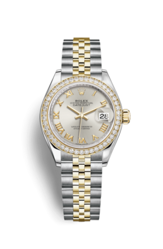 Lady-Datejust 28 Rolesor Yellow Diamond / Jubilee / Silver Roman