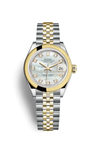 Lady-Datejust 28 Rolesor Yellow Domed / Jubilee / MOP
