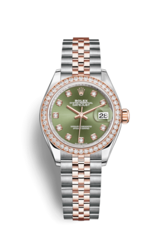 Lady-Datejust 28 Rolesor Rose Diamond / Jubilee / Olive Diamond