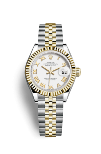 Lady-Datejust 28 Rolesor Yellow Fluted / Jubilee / White Roman