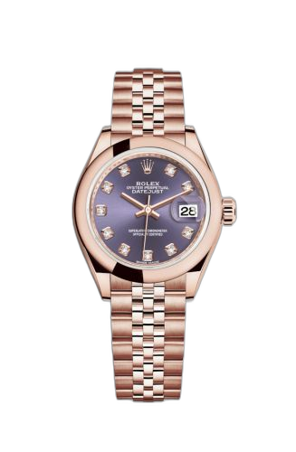 Lady-Datejust 28 Everose Domed / Jubilee / Aubergine