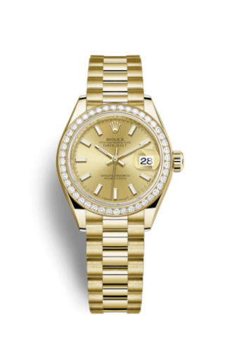 Lady-Datejust 28 Yellow Gold Diamond / President / Champagne