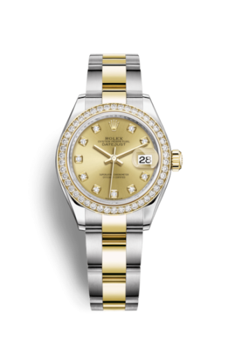 Lady-Datejust 28 Rolesor Yellow Diamond / Oyster / Champagne Diamond