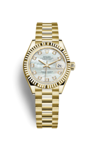 Lady-Datejust 28 Yellow Gold Fluted / President / MOP